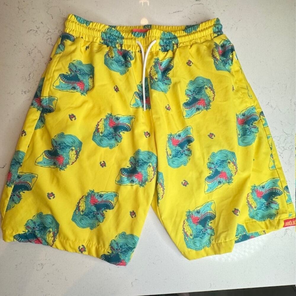 Seventh. Inc Shark Eating Swim Trunks Large Yellow - Picture 3 of 12